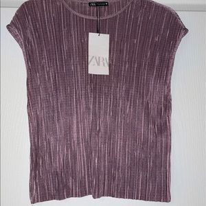 ZARA Purple Ribbed Sateen Shirt